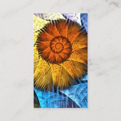 Floral Orange Yellow Blue Abstract Art
