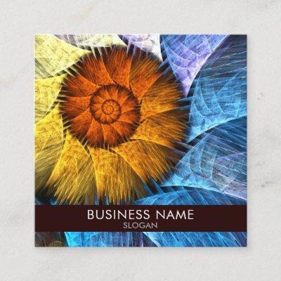 Floral Orange Yellow Blue Abstract Professional Square