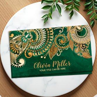 Floral Paisley Ornament Malachite and Gold