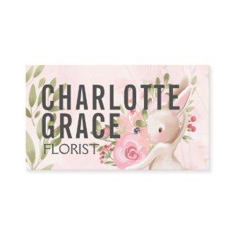 Floral Pink Flowers With Bunny Rabbit Personalized