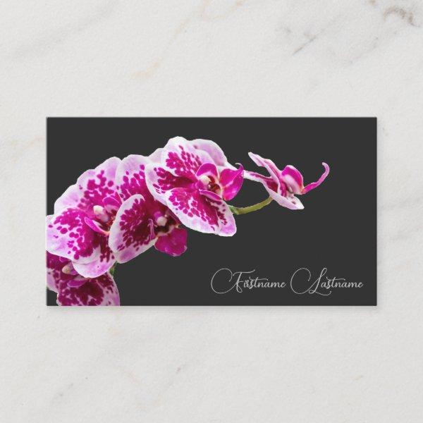 Floral pink orchid blossom calligraphy dark gray