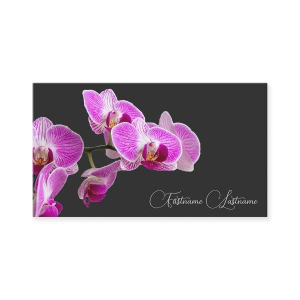 Floral pink orchid blossom calligraphy dark gray