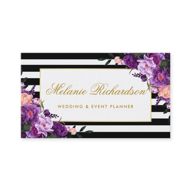 Floral Purple Ultra Violet Gold Striped