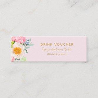 Floral Rose Drink Voucher Tickets for Bar