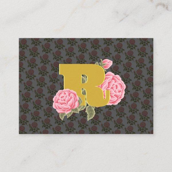 Floral Rose Initial Letter Monogram Name Couple