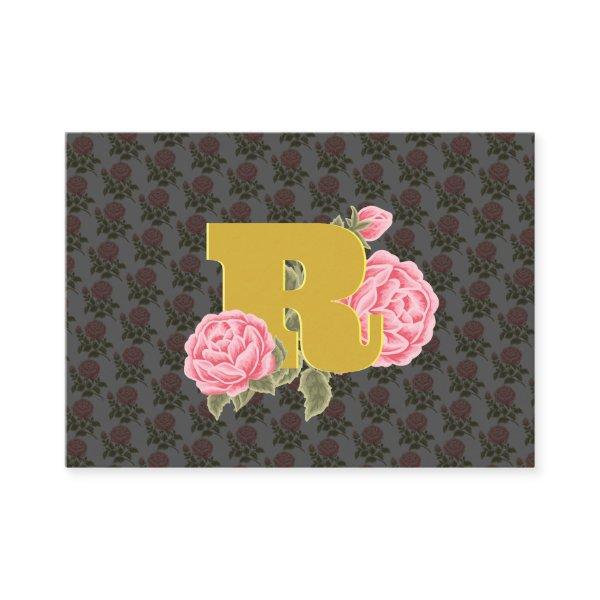 Floral Rose Initial Letter Monogram Name Couple