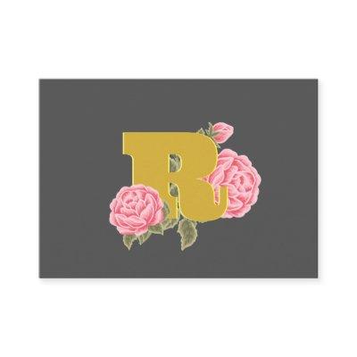 Floral Rose Initial Letter Monogram Name Couple