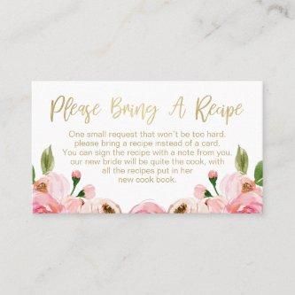 Floral Roses Bridal Shower Recipe Card Request