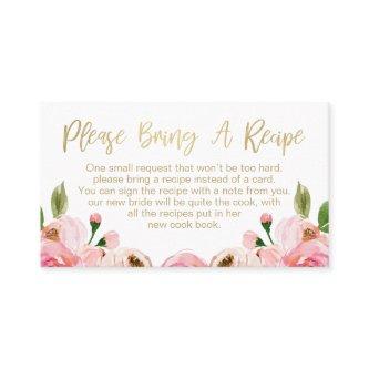 Floral Roses Bridal Shower Recipe Card Request