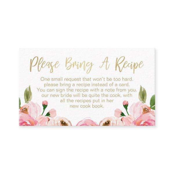 Floral Roses Bridal Shower Recipe Card Request