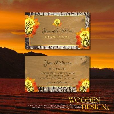 Floral Roses Natural Wood Grain Rustic Tree Bark