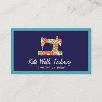 Floral Sewing Machine Seamstress Calling Card