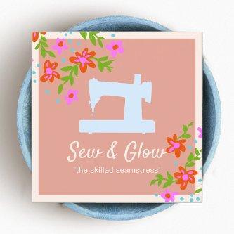 Floral Sewing Machine Seamstress Calling Card