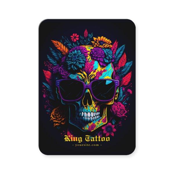 Floral Skull Colorful Retro Stylish Tattoo Artist