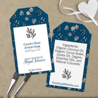 Floral Soap HangTag with Hand-Drawn Roses 🌹💙  Gift Tags