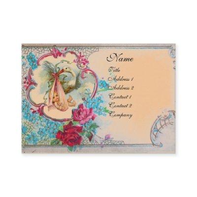 FLORAL STORK BABY SHOWER WITH ROSES MONOGRAM Peach
