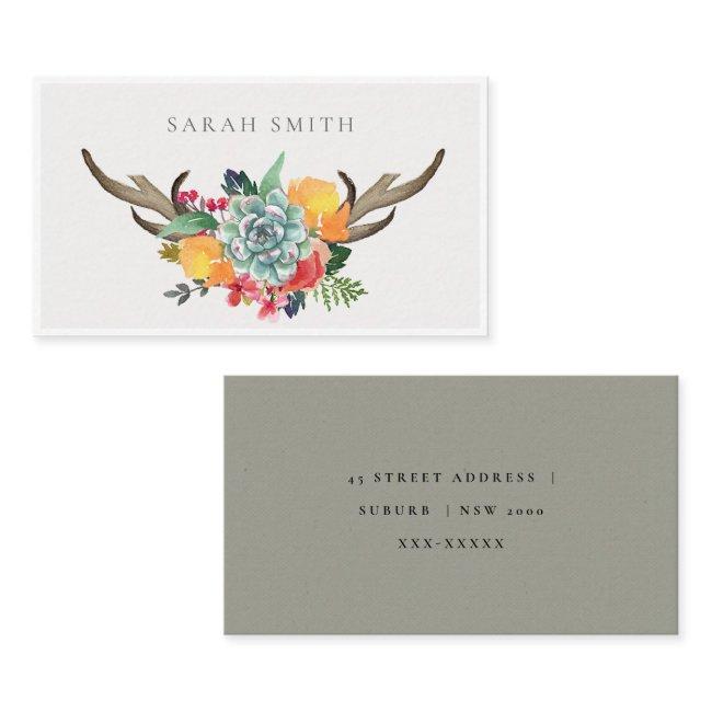 FLORAL SUCCULENT ANTLER BOHEMIAN ALLURE ADDRESS
