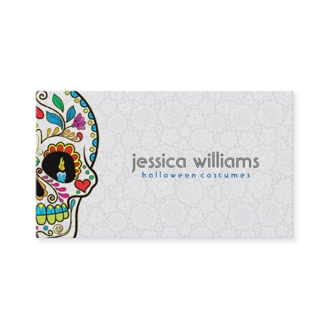Floral Sugar Skull Burning Candles