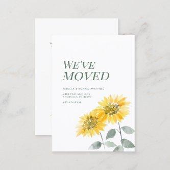 Floral Sunflower Watercolor Moving Announcement