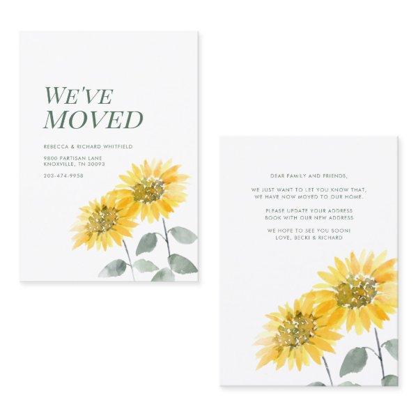 Floral Sunflower Watercolor Moving Announcement