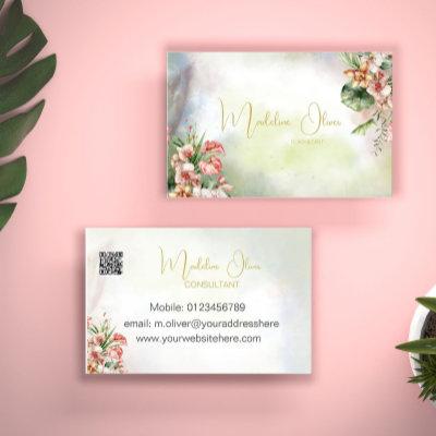 Floral Tropical Botanical Modern QR Code
