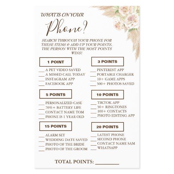 Floral What is on your phone Shower game card Flyer