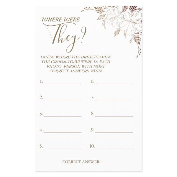 Floral Where were They Bridal shower game card Fly Flyer