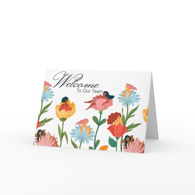 Floral Women Welcome to the Team New Employee Card