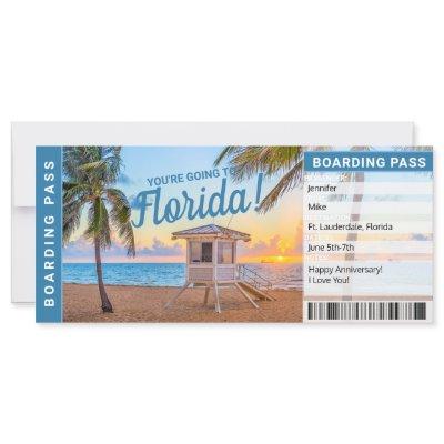 Florida Surprise Trip Boarding Pass Gift Ticket