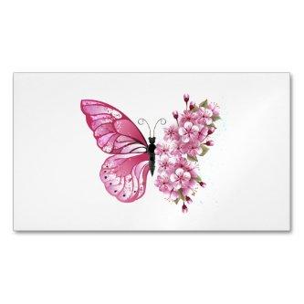 Flower Butterfly with Pink Sakura  Magnet