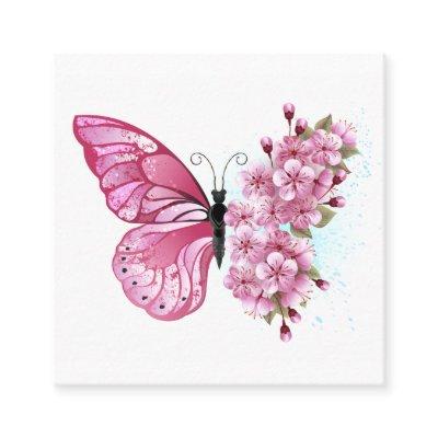 Flower Butterfly with Pink Sakura Calling Card