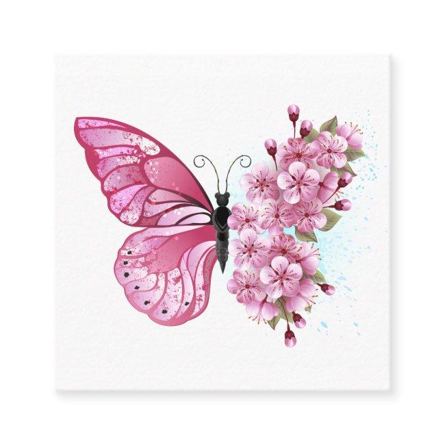 Flower Butterfly with Pink Sakura Calling Card