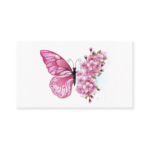 Flower Butterfly with Pink Sakura Calling Card