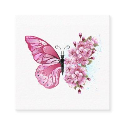 Flower Butterfly with Pink Sakura Square