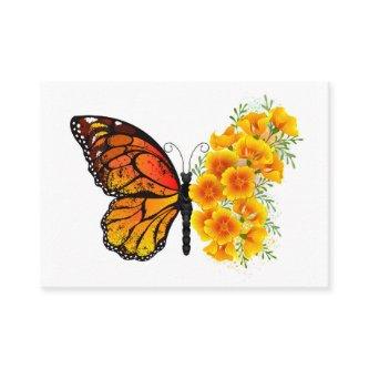 Flower Butterfly with Yellow California Poppy Calling Card