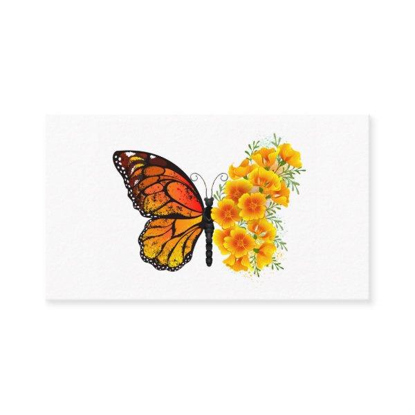 Flower Butterfly with Yellow California Poppy Calling Card