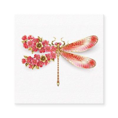 Flower dragonfly with jewelry sakura square
