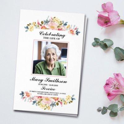 Flower Funeral Order Service Celebration of Life  Flyer