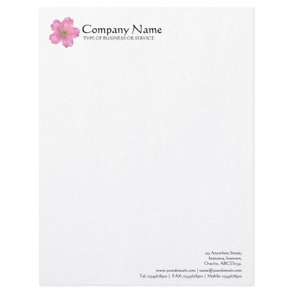 Flower - Pink Geranium Letterhead