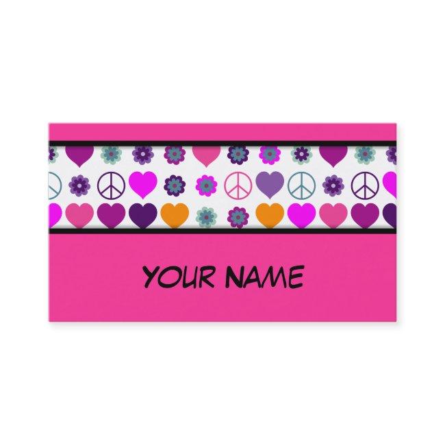 Flower Power Heart Peace Pattern + your backgr.