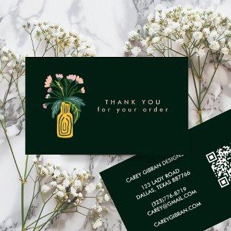 FLOWER VASE QR Code Order Thank You Custom