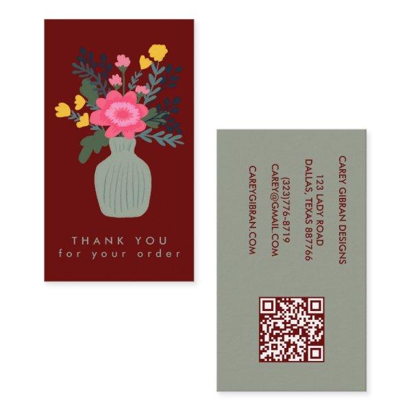FLOWER VASE QR Code Order Thank You Custom