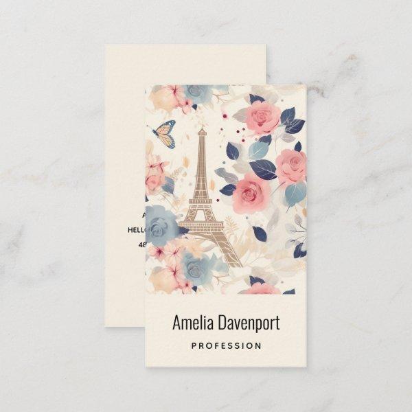 Flowers and Eiffel Tower Paris Pattern