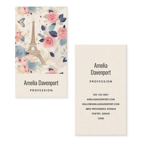 Flowers and Eiffel Tower Paris Pattern