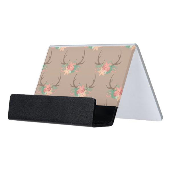 Flowers Green Leaf Girly Reindeer Horns Desk  Holder