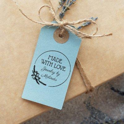 Flowers & Greenery Made With Love Rubber Stamp