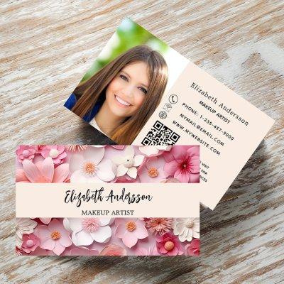 Flowers pink white photo QR logo