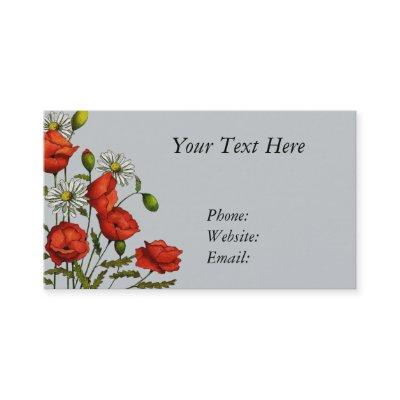 Flowers, Poppies and Daisies, Hand Drawn Art