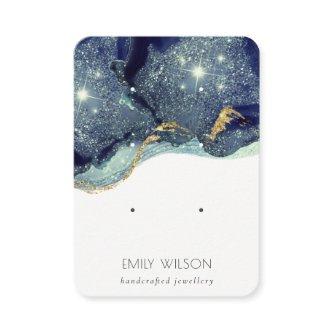Fluid Abstract Gold Navy Glitter 3 Earring Display
