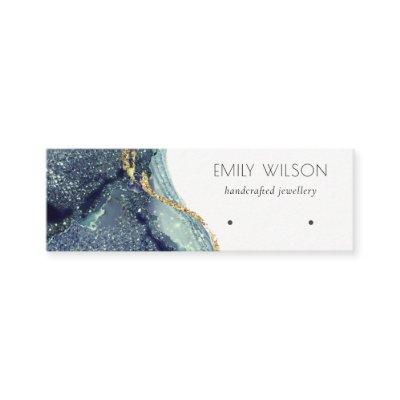 Fluid Abstract Gold Navy Glitter Earring Display Mini